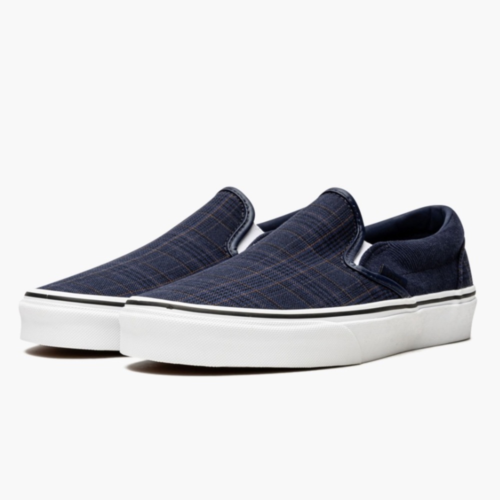 NEW Vans Classic Slip On Suiting Dress Blues True White Plaid